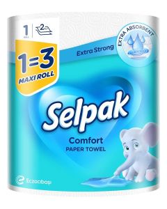 Selpak Comfort 2-Ply Kitchen Paper Towel - 1=3 Maxi Roll, 270 Sheets