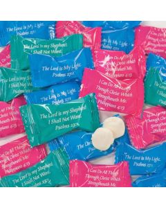 Fun Express Butter Mints Individually Wrapped Bulk 108 Count Premium Soft Buttermints with Inspirational Bible Verses for Church Events Sunday School Christian Gifts Made in USA