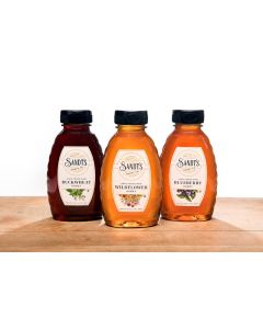 Sandts Unfiltered Raw Honey Varietal Bundle Buckwheat Wildflower and Blueberry 3 LBS