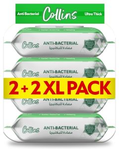 Collins Anti-Bacterial Wipes 72 Sheets Per Pack 4 Pieces Bundle Total 288 Wipes