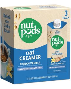 nutpods Oat French Vanilla Creamer - Unsweetened Dairy-Free Oat Milk Creamer - Keto, Gluten Free, Non-GMO, Vegan, Sugar Free, Kosher (3-Pack)