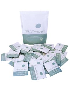 NEATwipes Hand Sanitizing Wipes Travel Size Disposable Wet Wipe Planet Friendly Lavender Essential Oil Soothing Aloe 24 Individually Wrapped Wipes per Package