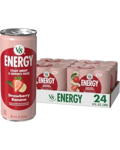 V8 Energy Strawberry Banana Juice Energy Drink 8 fl oz Can 24 Pack