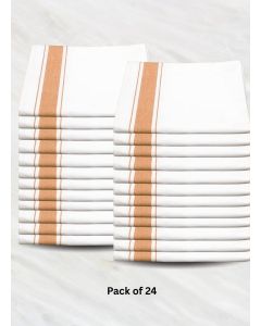 Soft Linen Wiping Cloth, White with Brown stripe (50x70 cm) / pack of 24