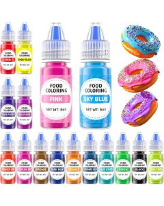 Food Coloring Cake Decorating Set - 16 Vibrant Color Edible Food Dye for Baking