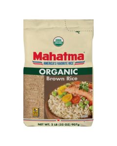 Mahatma Organic Brown Rice 2Pound Bag of Rice Microwave Rice in 20 Minutes or Cook on Stovetop in 1 Hour