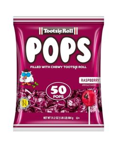 Tootsie Pops Single Flavor Bag Raspberry Flavored Lollipops with Chocolatey Center Individually Wrapped Hard Candy Purple Candy Peanut Free Gluten Free 50 Count Pack of 1