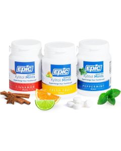 Epic Sugar-Free Xylitol Mints - Assorted Flavors (Cinnamon, Fresh Fruit, Peppermint) - 180 Pieces (Pack of 3)