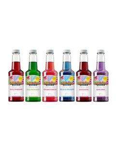 Hawaiian Shaved Ice Syrup Pint 6pack Sour Cherry Sour Grape Sour Blue Raspberry Sour Green Apple Sour Watermelon Sour Strawberry for Slushies Italian Soda Seltzers Popsicles and More