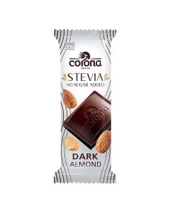 Corona sugar free dark chocolate almond with stevia - 44 gm