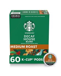Starbucks KCup Coffee Pods Medium Roast Hot or Iced Coffee Decaf House Blend 60 Keurig Pods