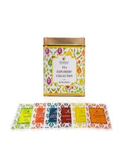 Octavius Tea Explorers’ Collection – 24 Enveloped Teabags / Premium Gift Tin with 8 Assorted Black & Green Teas / Wellness Sampler / Ideal Tea Gift Box for All Occasions.