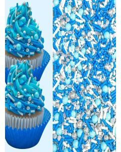 Silver White Blue Elegant Chic Edible Jimmies Confetti Sprinkles Pearls Cake Cookie Cupcake Ice Cream Donut Candy Decoration Toppers 4oz