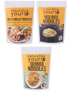 Naturally Yours Noodles Combo - Multi Millet, Red Rice & Quinoa / No Maida, No Onion No Garlic, 100% Jain Friendly / Vegan, Non-Fried, High Protein & Fiber / 180g Each, Pack of 3