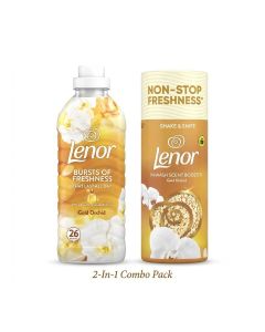 Lenor Gold Orchid 2-in-1 Combo Pack - Fabric Conditioner 858ml & In-Wash Scent Booster Beads 155g, Long-Lasting Freshness, Softness & Fragrance