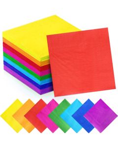 Yahenda 320 Pieces 8 Colors Rainbow Cocktail Napkin Disposable Beverage Paper Assorted Colors Party Napkins for Wedding Dinner Brithday Dessert Candy Party10 x 10 InchesColorful