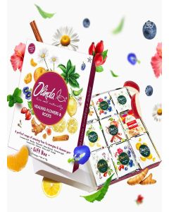 Olinda Healing Flowers & Roots Gift Box - Natural Caffeine Free Organic Herbal Tea Sampler Gift Set - Premium 9 Variety Individually Wrapped 45 Tea Bags
