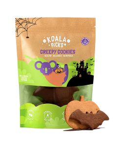 8pcs Halloween Creepy Cookies 120g - Limited Edition, Vanilla & Chocolate Biscuits - Bat & Pumpkin Shapes Crunchy Baked Snack - Kids Lunchbox Treat - Halloween Party Food