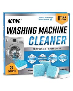 Washing Machine Cleaner Descaler 24 Pack - Deep Cleaning Tablets For HE Front Loader & Top Load Washer, Clean Inside Drum And Laundry Tub Seal (Washing Machine Cleaner Tablets - 24 Pack)