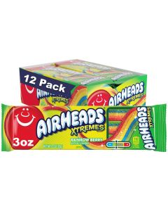 Airheads Xtremes Belts Halloween Trick or Treat Sweetly Sour Candy Rainbow Berry Flavor Individually Wrapped Bulk Candy for Adults Kids Movie Theater Party NonMelting 3 oz Pack of 12