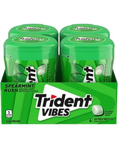Trident Vibes Spearmint Rush SugarFree Chewing Gum 4 Bottles of 40 Pieces 160 Total Pieces