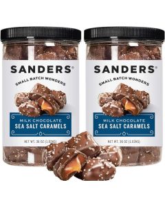 Sanders Milk Chocolate Sea Salt Caramels - 36 Oz. (2 Pack) - Decadent Treats with Coarse Sea Salt