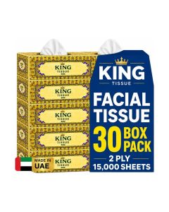 Facial Tissue 2 Ply 500 Sheets 30 Boxes / Soft & Absorbent Facial Tissue for Home, Office & Everyday Use