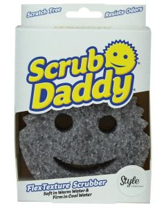 Scrub Daddy Style Dish Sponge, Smiley Face Sponges for Cleaning & Washing Up - Kitchen Non Scratch Scourers with FlexTexture Firm & Soft Scrubbing, Dishwashing Scrubber - Grey
