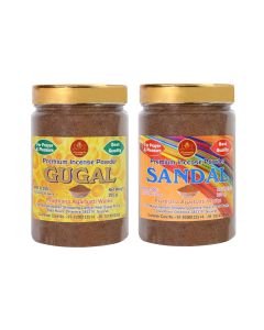 PRARTHANA Combo Pack of Gugal and Sandal Powder 400 gm Premium Dhoop Powder 2 Jar of 200gm Each Charcoal FreePollution Free Total 400gm Dhoop PowderDhoop batiAgarbatti