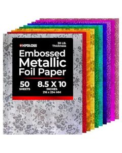 Hygloss Embossed Metallic Foil Paper 50 Sheets Embossed Metallic Foil Paper 85x10 Inches Ideal Foil Papers for Crafts Shiny Craft Sheets