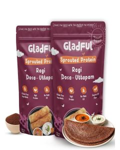 Gladful Sprouted Millet Ragi Dosa Uttapam Mix - High Protein, Gluten Free, No Palm Oil, Source Of Fiber 400 gram (Pack Of 2)