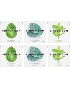 Simply Gum Variety Pack - Peppermint & Spearmint Plant-Based Chewing Gum (90 Pieces Total)