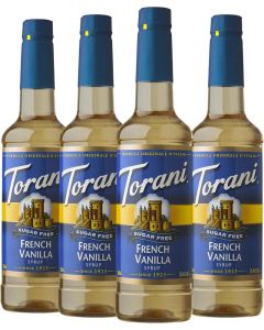 Torani Sugar-Free French Vanilla Syrup - 25.4 Fl Oz Bottles (Pack of 4)