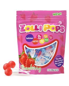 Zollipops Clean Teeth Pops Sugar Free Candy DyeFree Lollipops Keto DiabeticFriendly DentistApproved Treats for Kids Strawberry 31 oz
