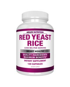 Arazo Nutrition Red Yeast Rice Extract 1200 MG Citrinin Free Supplement Vegetarian 120 Capsules
