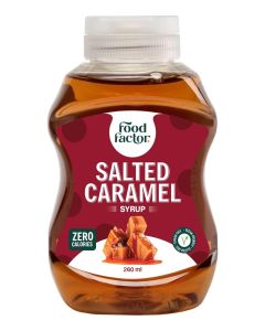 Food Factor Salted Caramel Syrup / Made in Italy / Zero Sugar, Zero Calorie, Gluten Free, Suitable For Vegan, Keto Friendly Use it with Ice Cream, Coffee, Latte, Milkshake (260ml, Salted Caramel)