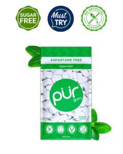 Chewing Gum Sugar Free Spearmint Flavor 55 Pieces Pack of 1 Aspartame Free Vegan Gluten Free With 100% Xylitol Sugar Free Chewing Gum