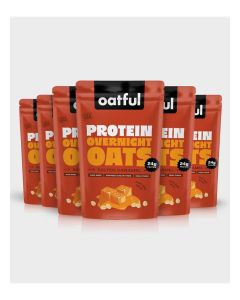 Oatful Overnight Oats – Salted Caramel 6 Single-Serve Pouches Total 510g / 24g Protein Per Serving, Gluten Free, Sugar Free Healthy Breakfast or Snack