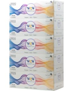 WOW Classic 200 x 2 Ply Facial Tissues - 5-Box