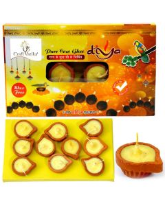 CraftVatika Pack of 20 Mitti Ghee Diya Batti Small Size Pure Cow Ghee Cotton Wick Diyas for Pooja Diwali Decoration Handmade Clay Diya for Puja 20