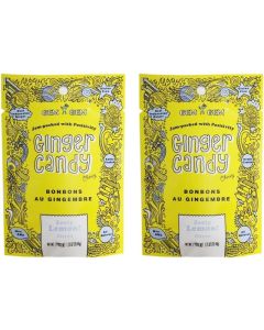 Gem Gem All Natural Chewy Ginger Candy - Zesty Lemon Flavor, 1.25oz (2 Pack)