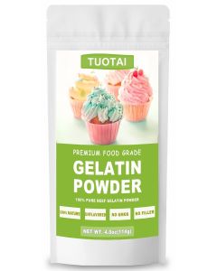 TUOTAI Unflavored Beef Gelatin Powder, 4 Ounces, Food Grade Gelatin Powder for Cake, Jelly, Marshmallow and Baking Food