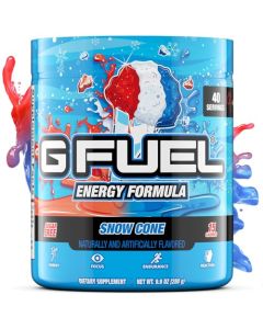 G Fuel Snow Cone Energy Drink Powder Pre Workout Caffeine Mix for Gaming Sugar Free Focus Amino Vitamin Antioxidants 99oz Snow Cone 40 Servings