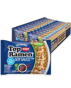 Nissin Top Ramen Noodle Soup Soy Sauce 3 Ounce Pack of 24