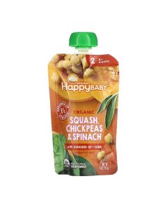 Happy Family Organics, Happy Baby, 6+ Months, Organic Squash, Chickpeas & Spinach, 4 oz (113 g)