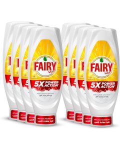 Fairy 5X Power Action Lemon Dishwashing Liquid Soap, 730ml - Pack of 8