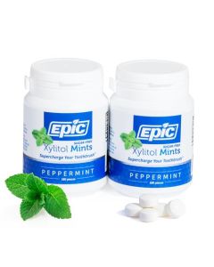 Epic 100 Xylitol Mints Aspartame Free Sugar Free Peppermint Flavored Mints 180 Pieces Pack of 2
