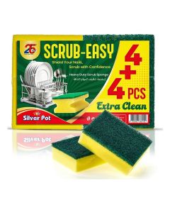Silver Pot 8 pcs Kitchen Sponge & Scourer – 9cm Dual-Purpose Cleaning Sponge for Pots, Pans, Kitchen Utensils, and Delicate Surfaces