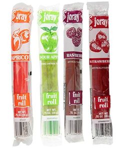 Joray Fruit Roll Variety Pack Apricot Strawberry Raspberry Sour Apple75 Oz Fruit Leather Total of 24 Fruit Leathers