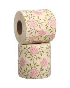 FOMIYES 2 Rolls Floral Toilet Paper Rolls Roses Pattern Toilet Tissue Decorative Napkin Paper Holiday Handkerchief Paper for Home Office Bathroom Travel